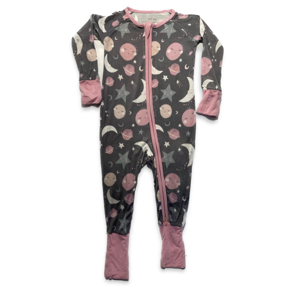 Little Sleepies Zippy Pajamas (pink moon & back), Size 6-12 months. Lightly worn